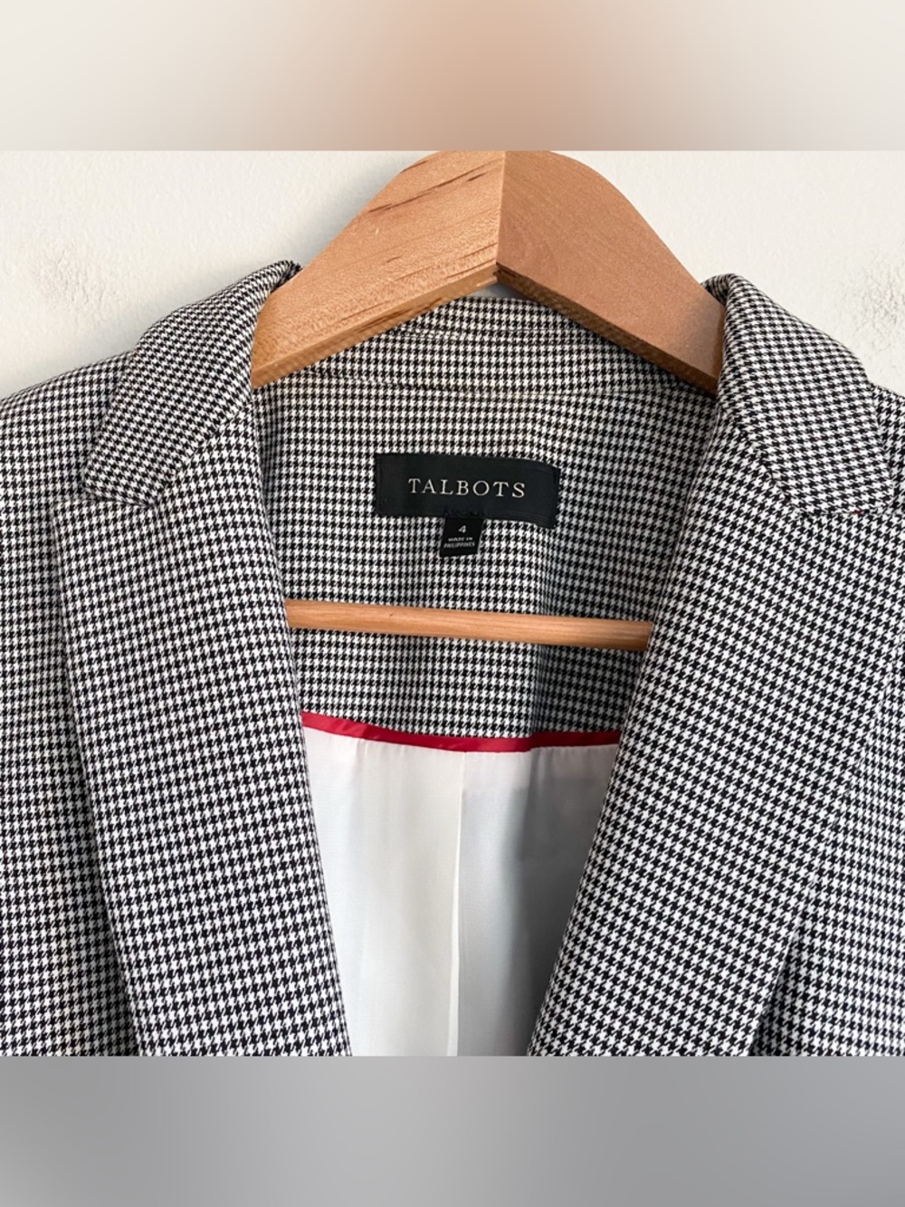 Talbots Houndstooth Prince of Wales Check Blazer Tailored Career Jacket Preppy 4 - Picture 5 of 8